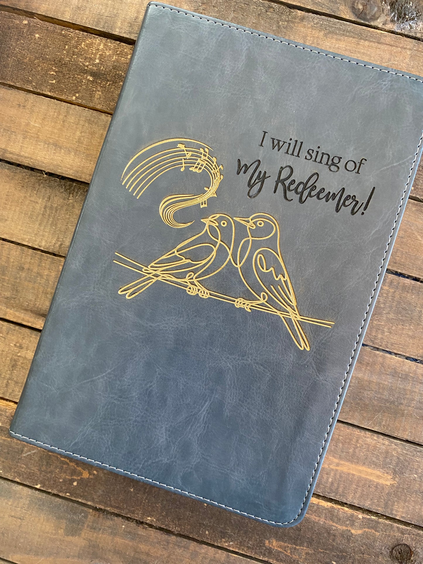 I Will Sing of My Redeemer Engraved Bible with Gold Inlay