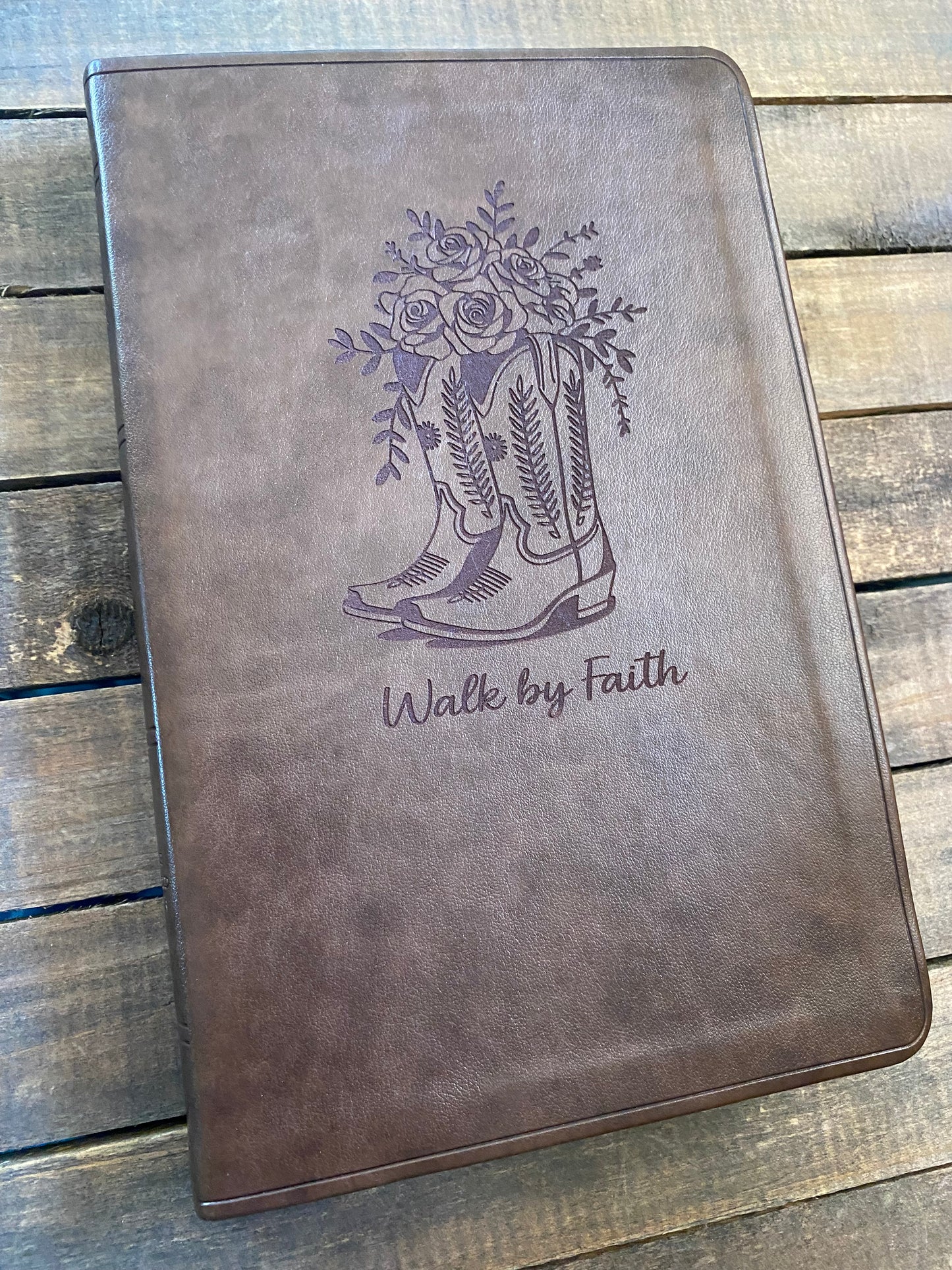 Boots & Roses Walk By Faith Engraved Bible