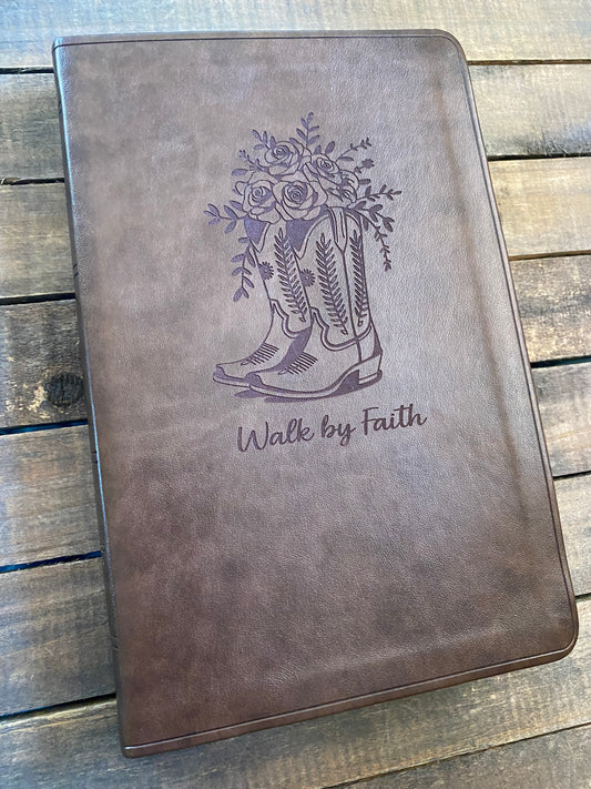 Boots & Roses Walk By Faith Engraved Bible