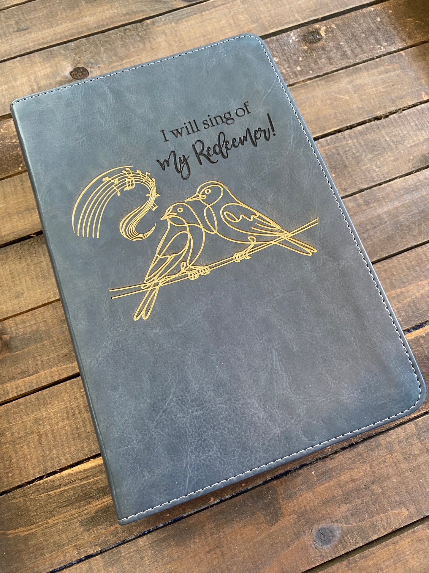 I Will Sing of My Redeemer Engraved Bible with Gold Inlay