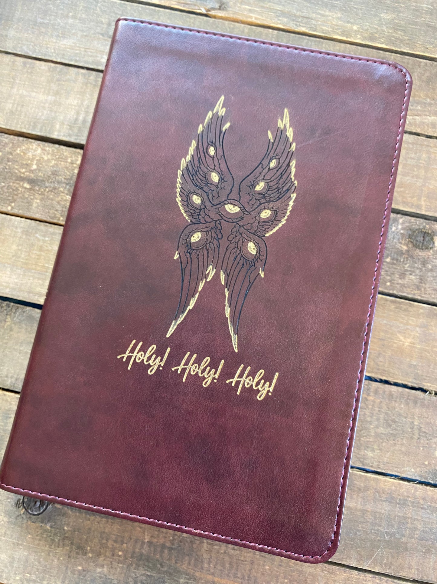Biblically Accurate Angel Engraved Bible with Gold Inlay