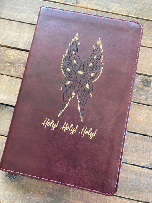 Biblically Accurate Angel Engraved Bible with Gold Inlay