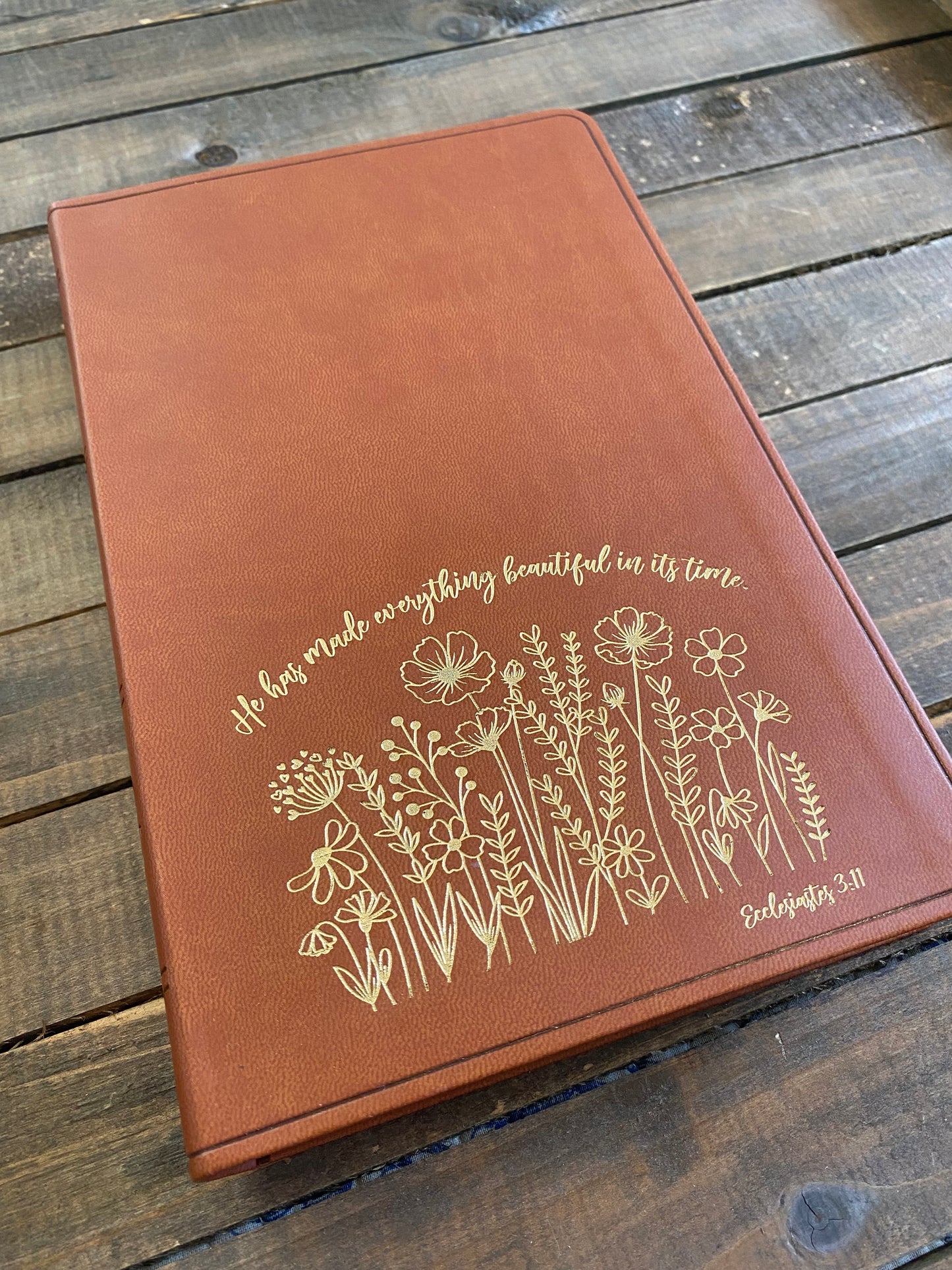 He Has Made All Things Beautiful Engraved Bible with Gold Inlay