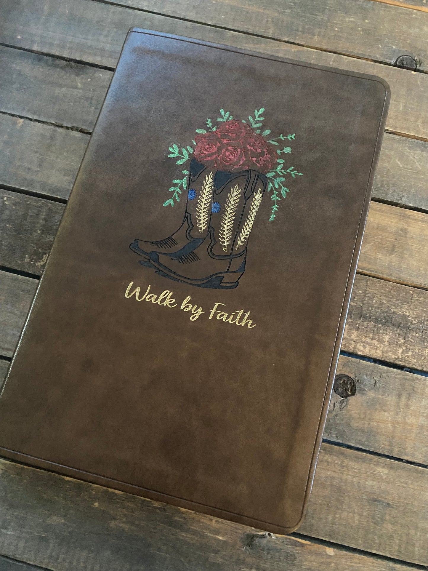 Boots & Roses Walk By Faith Engraved Bible with Colored Inlay