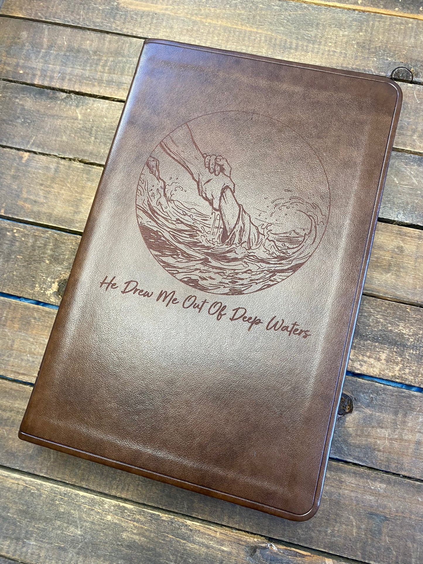 He Drew Me Out Of Deep Waters Engraved Bible