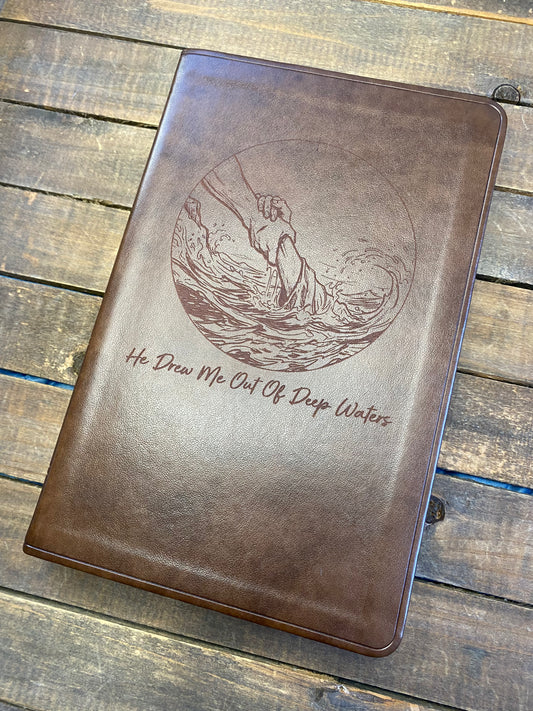 He Drew Me Out Of Deep Waters Engraved Bible