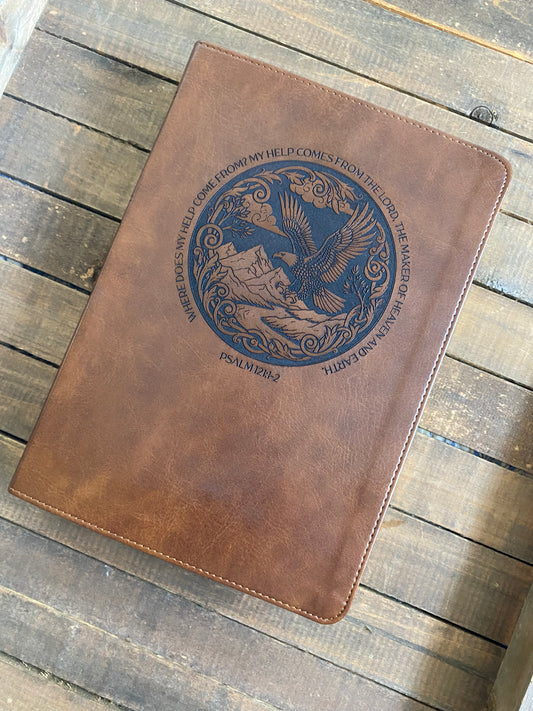Soaring Eagle Psalm 121 Engraved Bible with Black Inlay