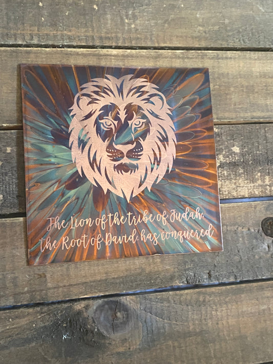4x4 Fire Painted Copper - Lion of Judah