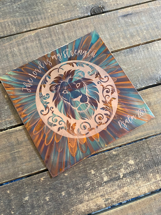 4x4 Fire Painted Copper - Psalm 28:7